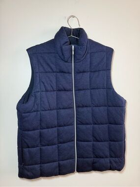 Vintage Polo Ralph Lauren Navy Blue Quilted Zip-Up Vest Size L Cashmere Preppy
